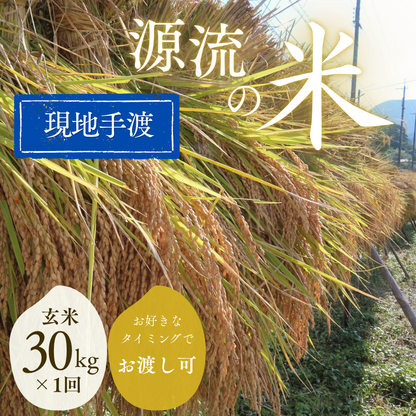 『篠来たる』源流のお米 玄米30kg×1回  里山に出会う・現地手渡しプラン